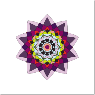 Bright kaleidoscope flower Posters and Art